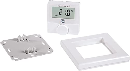 Homematic IP Smart Home Wandthermostat mit Luftfeuchtigkeitssensor + Tischaufsteller, digitales Thermostat Heizkörper/Fußbodenheizung, App, Alexa, Google Assistant, Temperaturmessung, Energie sparen
