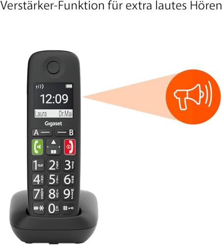 Gigaset E290 Duo - 2 Schnurlose Senioren-Telefone ohne Anrufbeantworter, große Tasten, Zielwahltasten für wichtige Nummern, Verstärker-Funktion für extra lautes Hören, schwarz [Deutsche Version]