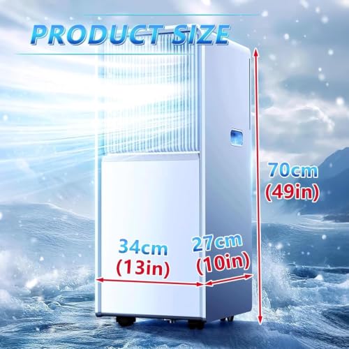 Tragbare Klimaanlage 10000 BTU für 450 Sq Ft, Smart AC Einheit mit Fernbedienung, Kühlventilator, Luftentfeuchter, Schlafmodus, 24H Timer, Installation Kit für Büro Schlafzimmer