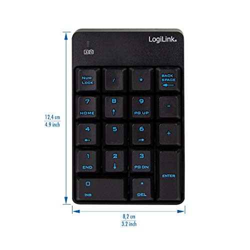 LogiLink Kabelloses Keypad Ziffernblock 18 Tasten, Black