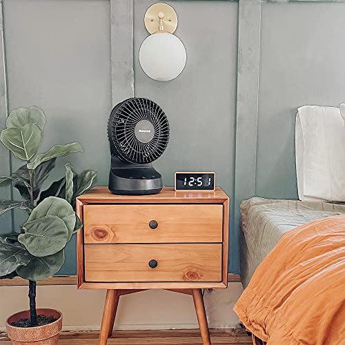 Honeywell QuietSet Oszillierender Tischventilator in Schwarz – Ventilator für einzelne Benutzer und kleine Räume mit leisem Betrieb und 5 Leistungs- und Geräuschstufen: HTF337BE, HTF337BE4