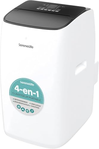 SereneLife Mobile Inverter Klimaanlage A+++ 12000 BTU Doppelschlauch - 4 in 1 Kühlung Heizung Entfeuchtung Lüftung Auto-Swing WiFi Ultra Leise 44-49 dB mit Fenster-Kit