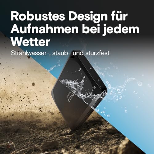 Crucial X10 Pro 2TB Externe SSD Festplatte, bis zu 2100MB/s Lesen und 2000MB/s Schreiben, Portable Solid State Drive, PC und Mac, Wasser- und Staubgeschützt (IP55), USB-C 3.2 - CT2000X10PROSSD902