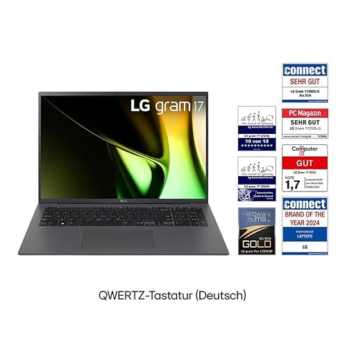 LG Gram 17 Zoll Laptop mit Intel Core Ultra 7, 32GB RAM, 2TB SSD, Windows 11, 16:10 IPS-Display, 17Z90S-G.AD7CG – Grau