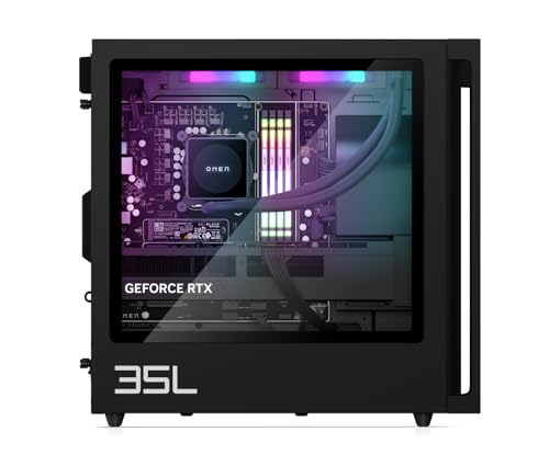 HP Omen GT16-0278ng 35L Gaming Desktop PC, AMD Ryzen 7 8700F, 32 GB DDR5-SDRAM, 2 TB SSD, NVIDIA GeForce RTX 5070 Ti, Tower PC, Windows 11 Home, Schwarzes Metall mit Glas Blende