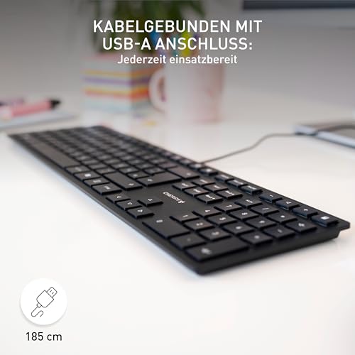 CHERRY KC 6000 Slim, Ultraflache Design-Tastatur, Deutsch QWERTZ, Schwarz