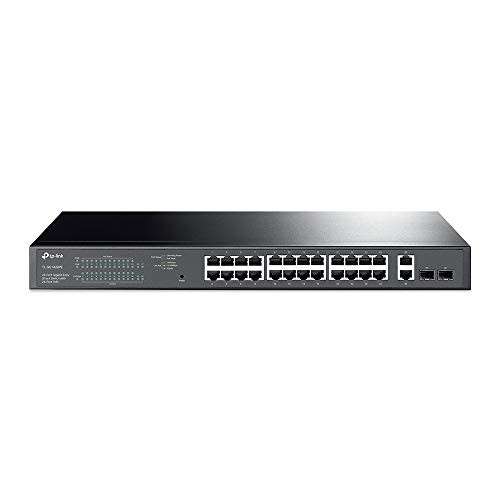 TP-Link TL-SG1428PE 28-Port Gigabit Easy Smart Switch mit 24 PoE+ Ports(2SFP Slots, 250 Watt, geschirmte RJ-45 Ports, einfache Konfiguration, ideal für kleine und mittlere Unternehmen) Schwarz