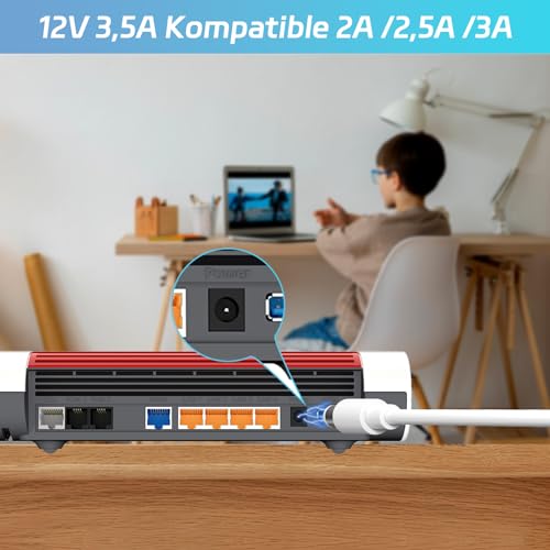 12V 3,5A Netzteil Ladegerät Kompatibel für AVM Fritz!Box 7590, 7560, 7540, 7530, 7510, 7490, 7430 7390, 6690, 6490, 5590, 5530 WLAN Router und Telekom Speedport Smart Steckernetzteil.