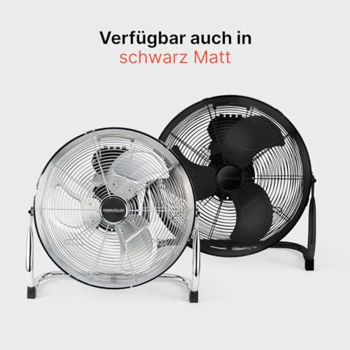 ProfiCare® XL Windmaschine mit 50 cm Ø | Ventilator verstellbarer Winkel | Bodenventilator 3 Stufen | Ventilator leise aus Metall | Luftkühler | Standlüfter | Raumkühler | PC-VL 3067 WM chrom