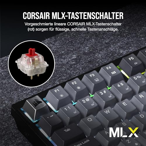 Corsair K65 Plus Wireless 75% RGB Mechanische Gaming-Tastatur - Schwarz | QWERTZ DE, Hot-Swap-Fähige, Vorgeschmierte MLX Red Lineare Schalter, Zweischichtige Schalldämpfung, PBT Tastenkappen