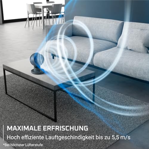 Rowenta Turbo Swift Compact Tischventilator QV2540 | Multidirektionale Schwenkfunktion, bis zu 50% Energieeinsparung, 12 Geschwindigkeitsstufen, 12h Timer, Farbe: Blau
