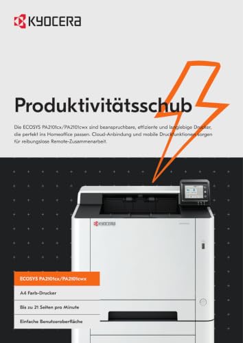 Kyocera Ecosys PA2101cwx Laserdrucker Farbe | Farbdrucker 21 Seiten/Minute, Laserdrucker WLAN, Farblaserdrucker inkl. schwenkbarem Touchpanel & Mobile-Print-Unterstützung