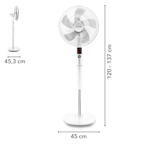 TROTEC TVE 26 S Standventilator 30 Watt | Oszillierend 85°, 5 Betriebsmodi Ø 40 cm, höhenverstellbar, mit Fernbedienung, LED-Display
