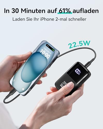 INIU 10000mAh Power Bank, Mini 22.5W Fast Charging USB-C Externe Handyakkus | Kompaktes Ladegerät, Flugtauglich & Reise-Essential, Leichte & Klein Powerbank für iPhone 17 16 Pro, Samsung S25, Xiaomi iPad