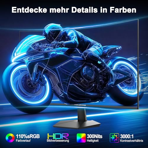 Minifire Gaming Curved Monitor 24 Zoll, 160Hz, Curved Gaming Monitor 1500R, 1Ms, sRGB110%, FHD 1080P Computer Screen, VESA Compatible, Eye Care Adaptive Sync HDMI＆DP Ports （MFG24C1L ）