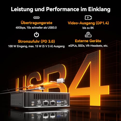 GEEKOM Business Mini PC A8 Max mit AMD Ryzen 7 8745HS, 16GB DDR5 1TB SSD | 3 Jahre Garantie, Mini Computer, 2,5Gbps Dualer LAN Port, 8 USB, 8K Quad-Display, für Gaming/Kreativität/Office