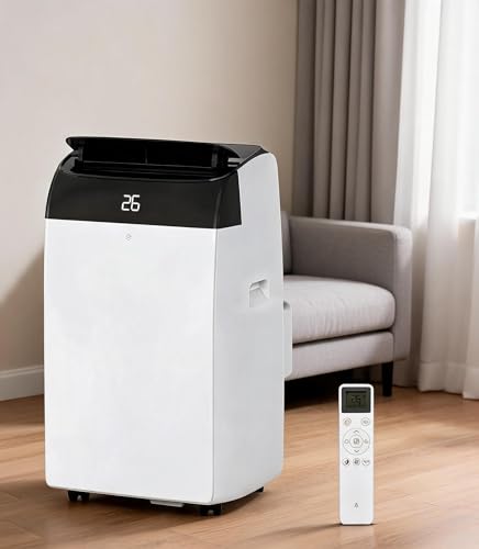 RBFGYIOP Mobile Klimaanlage 10000 BTU 4-in-1 mit Entfeuchter, Digitaldisplay & Fernbedienung, Leiser Betrieb, 24h Timer, Abdeckung 51 m²