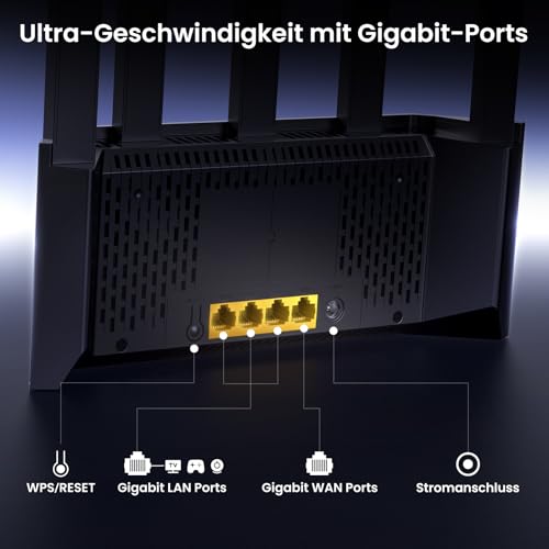Tenda RX2L Pro Wi-Fi 6 WLAN Router (AX1500 Dualband 1201Mbit/s 5 GHz, 300Mbit/s 2,4GHz) 5Xexterne Antennen, 4-Gigabit-Port, Repeater & AP Modus, Wi-Fi+, Kindersicherung, WPA3, VPN, Keine DSL-Funktion