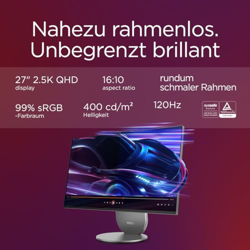 Lenovo Yoga All-In-One AI PC | 27" QHD Touch-Display | Intel Core Ultra 9 285H | 32GB | 1TB SSD | Intel Arc Grafik | Win11 | Inkl. Wireless Maus-Tastatur | Grau | Augenschutz | 2 Jahre Premium Care