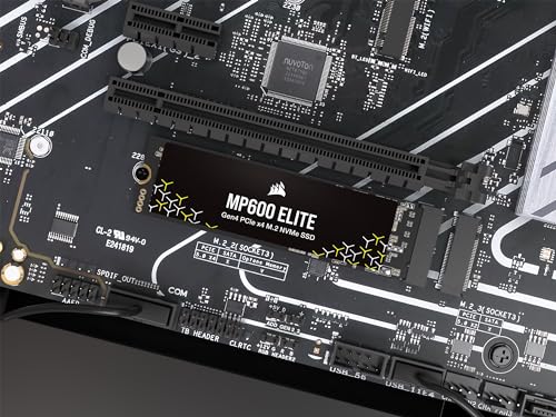 CORSAIR MP600 ELITE 2TB M.2 PCIe Gen4 x4 NVMe SSD - M.2 2280 - Bis zu 7.000MB/Sek. Sequentielles Lesen - High-Density 3D TLC NAND - Schwarz