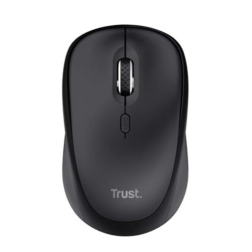 Trust Ymo II Leise Tastatur Maus Set Kabellos Deutsches Layout (QWERTZ) | Flachen Tasten, Spritzwassergeschützt, Beidhändig Funkmaus 800-1600 DPI, Ein USB-Empfänger, für PC Computer Laptop Mac