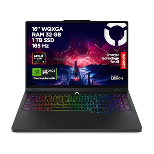 Lenovo Legion Pro 5 16ADR10 Gaming AI Laptop | 16" WQXGA 165 Hz OLED Display | NVIDIA GeForce RTX 5060 | AMD Ryzen 7 | 32GB RAM | 1TB SSD | Win11 | QWERTZ | Eclipse Black | 3 Monate GamePass