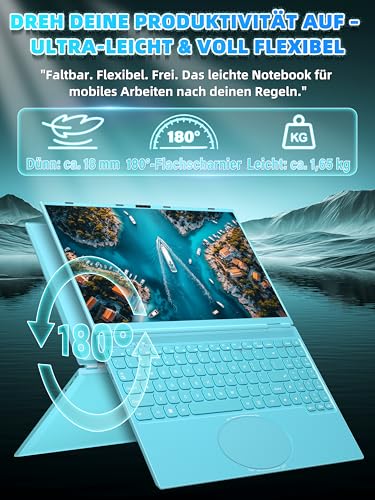 Fsjun 16 Zoll FHD Laptop Grün, 512GB SSD, 16GB DDR4 RAM, Quad-Core N95 CPU