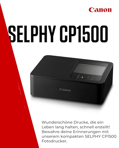 Canon SELPHY CP1500 Mini Fotodrucker für Handy, WLAN + Papierset | Thermodrucker für Sticker und Postkarten; WLAN und USB-Direktdruck, SELPHY Foto Layout App