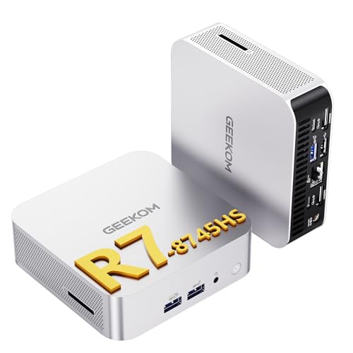 GEEKOM A8 Office Mini PCs mit AMD Ryzen 7 8745HS 16GB DDR5 1TB SSD | (max.96GB + 4TB), 3-Jahren-Garantie, AMD Radeon 780M,6X USB, 8K für Homeoffice