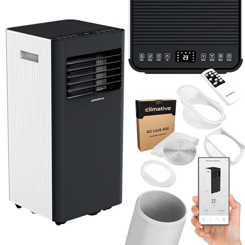Klimaanlage Mobil 10000 BTU WiFi Tuya Smart, Entfeuchter 24L/Tag, Extrem schnelle Kühlung 2,9 kW, Mobile Klimaanlage DUO, Klimagerät bis 29 m² für Zuhause, Abluftschlauch + Fensterabdichtung