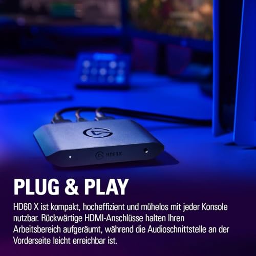 Elgato HD60 X Capture Card für PS5, Xbox Series X/S | 1080p60 HDR10 oder 4K30, ultraniedrige Latenz, treiberlos, Plug and Play, für OBS, PC/Mac