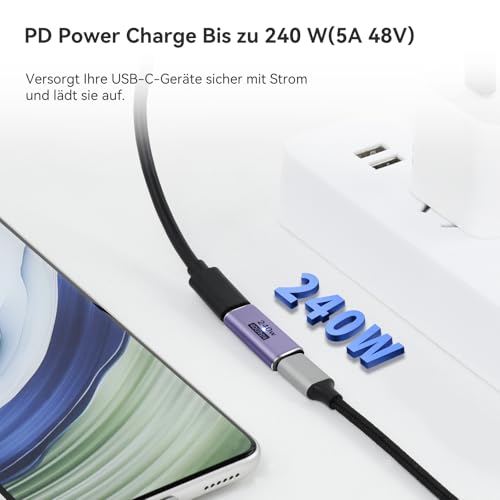 ELUTENG USB C Kupplung 40Gbps, 240W Schnellladung Typ C Buchse auf Buchse Adapter unterstützt 8K@60Hz USB C Verbinder für iPhone 17 16 15 Series (3)