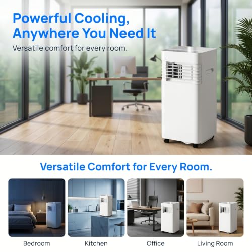 Tragbare Klimaanlage 12000 BTU mit Fernbedienung, 24-Stunden-Timer, 2 Geschwindigkeitsstufen, oszillierend um 120° - Kühlt Räume bis 27,9 m²