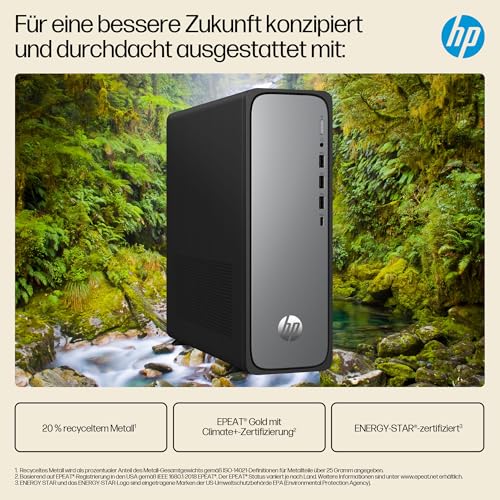 HP OmniDesk Slim Desktop S03-0250ng, Intel Core i5-14400, 16 GB DDR5 RAM, 512 GB PCIe Gen4 SSD, Intel UHD Graphics 730, Windows 11 Home, Wi-Fi 6, USB Type-C, Meteor Silver/Jack Black