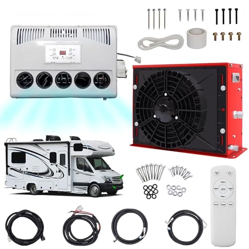 RV-Klimaanlage - 12V/24V Split Parking AC Kit mit 850W Leistung, 450m³/h Luftvolumen, leise & schnelle Kühlung für LKW, Busse, Wohnmobile, Wohnwagen & Bagger