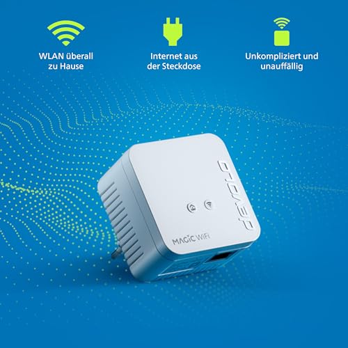 devolo Magic 1 WiFi mini Erweiterungsadapter, WLAN Powerline Adapter, bis zu 1.200 Mbit/s, WLAN Verstärker, 1x LAN Anschluss, dLAN 2.0, weiß