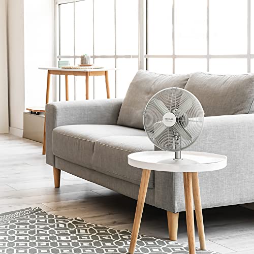 Cecotec Tischventilator EnergySilence 610 SteelDesk, 40 W | 30 cm Durchmesser, 4 Aerodynamikflügel, 3 Geschwindigkeiten, Oszillation, Edelstahl-Design