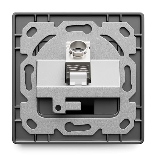 deleyCON CAT7 Netzwerkdose 1 Port 10 Gigabit Unterputz, 1 Stück - Schwarz | Ethernet LAN Dose, Anschlussdose, Datendose geschirmt, CAT 7 Keystone RJ45, DSL Netzwerk Patchkabel Verlegekabel