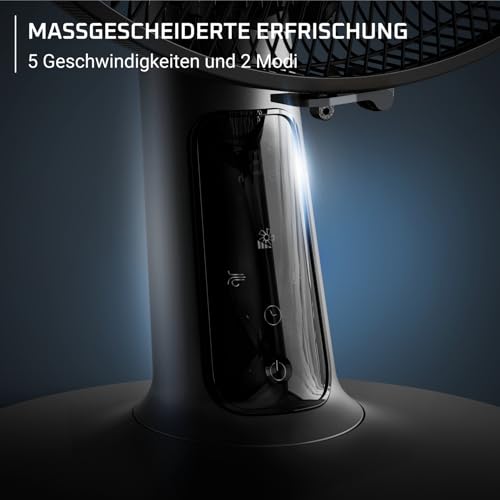 Rowenta Turbo Silence Extreme+ Tischventilator, Schwarz VU2750 | 32 dB(A), leistungsstarker Luftstrom bis 7,5 m, 5 Geschwindigkeiten & 2 Modi, 120° Oszillation, Fernbedienung, Farbe: Schwarz
