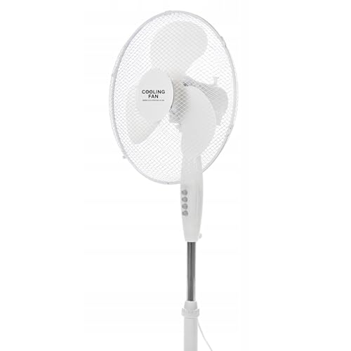 Breezeline 16 Zoll Standventilator 40 cm mit starkem Luftstrom 90° Oszillation energieeffizient starker Luftstrom Schwenkfunktion leise höhenverstellbar Sommer Ventilator Weiß