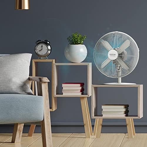 Cecotec Tischventilator EnergySilence 610 SteelDesk, 40 W | 30 cm Durchmesser, 4 Aerodynamikflügel, 3 Geschwindigkeiten, Oszillation, Edelstahl-Design