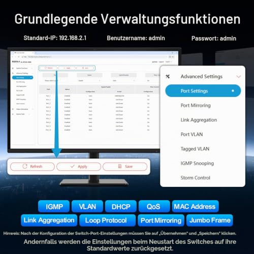 SODOLA 10 Port 2.5Gb Web Managed Switch, 8 x 2,5Gbit Base-T-Ports, 2 x 10G SFP+, Lüfterloser Multi-Gigabit Ethernet-Switch für Wireless AP, NAS, PC