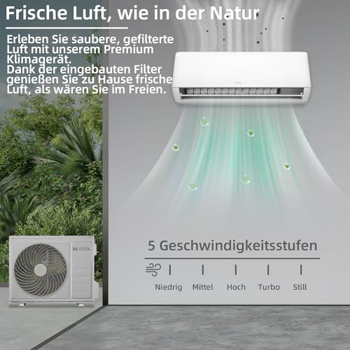 BE COOL Premium Split-Klimagerät T-PRO Series 12.000 BTU – Smarte Klimatisierung für Ihr Zuhause!