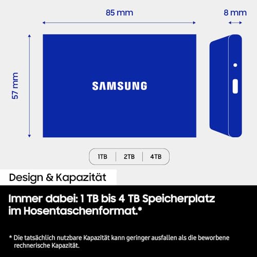 Samsung Portable SSD T7 Resurrected 1 TB, Externe Festplatte, USB 3.2 Gen.2 Highspeed Speicher, Externe SSD für iPhone 17, Mac, PC, Android-Geräte & Gaming-Konsolen, Metallic-Silber, MU-PD1T0G/WW