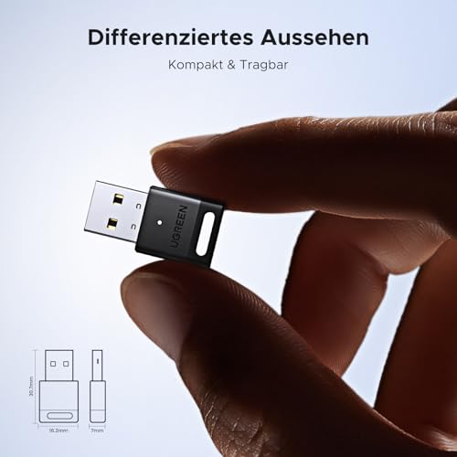 UGREEN Bluetooth Adapter PC 5.4 USB Bluetooth Dongle PC Stick für Windows | für Win 11/10/8.1,Plug&Play,geringe Latenz,Tragen Sie eine Staubkappe