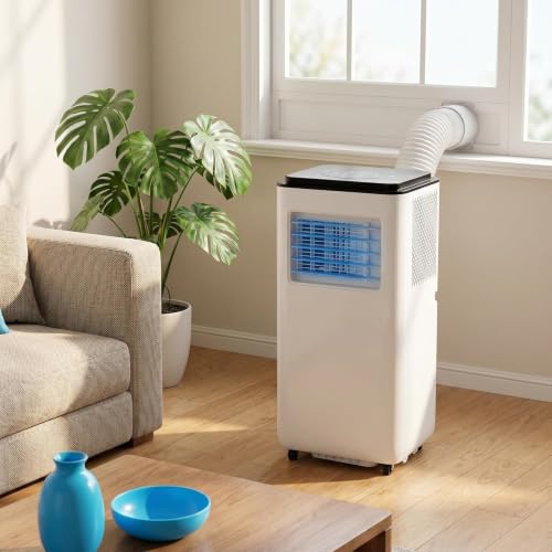 14000 BTU Tragbare Klimaanlage mit Installationsset, Niedrigenergie-Kühlventilator, 2 Geschwindigkeiten, 24h Timer, Digitalanzeige, UK-3-poliger Stecker für große Räume