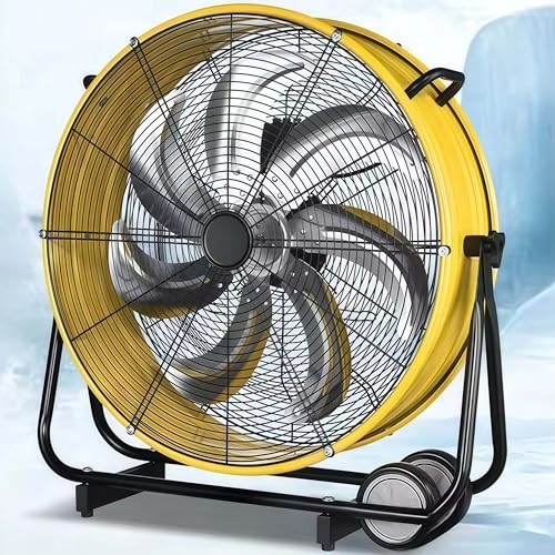 Hochgeschwindigkeits-Bodenventilator, 3 Geschwindigkeitsstufen, eingebaute Räder & Griff, Industriell, für Garage, Lager, Werkstatt, Keller