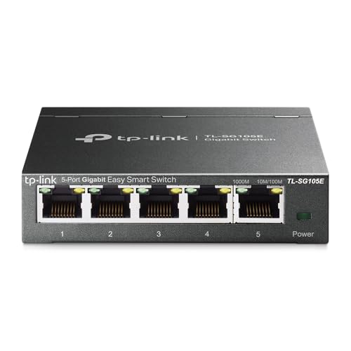 TP-Link TL-SG105E 5-Ports Gigabit Easy Smart Managed Netzwerk Switch(Plug-and-Play,Metallgehäuse, QoS, IGMP-Snooping,LAN Verteiler, zentrales Management, energieeffizient)