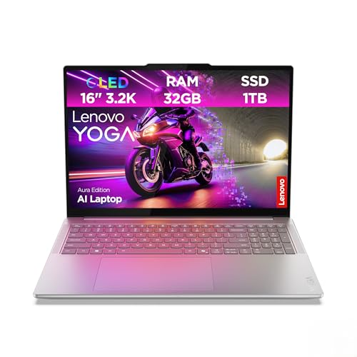Lenovo Yoga Pro 9i Aura Edition Laptop | AI-PC | 16" 3.2K OLED | Intel Core Ultra 9 285H | 32GB RAM | 1TB SSD | NVIDIA GeForce RTX 5060 | Win11 Pro | QWERTZ Beleuchtet | Grau | 3 Jahre Premium Care