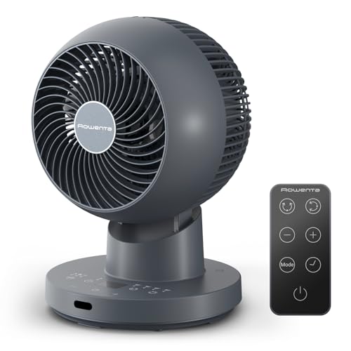 Rowenta Turbo Swift Compact Tischventilator QV2540 | Multidirektionale Schwenkfunktion, bis zu 50% Energieeinsparung, 12 Geschwindigkeitsstufen, 12h Timer, Farbe: Blau